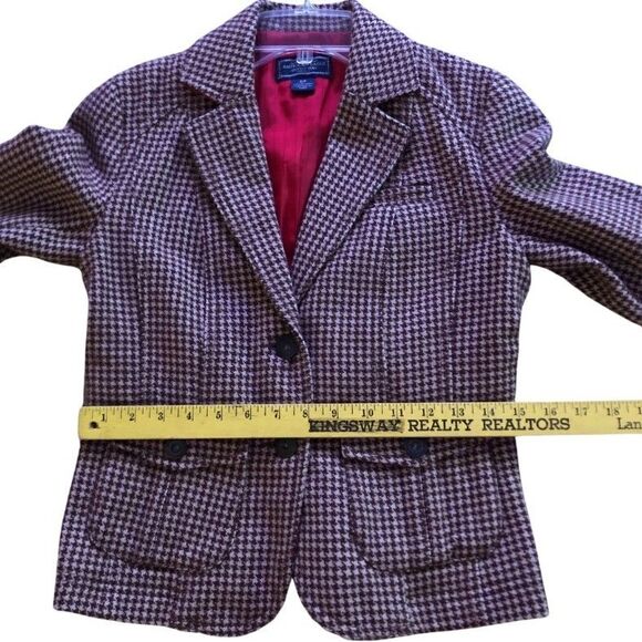 American Eagle Y2K Houndstooth Wool Blazer Womens Size S Earthy Heritage Preppy - Picture 14 of 16